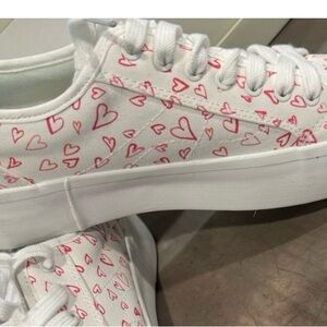Joie White Sneakers with Pink Heart Design